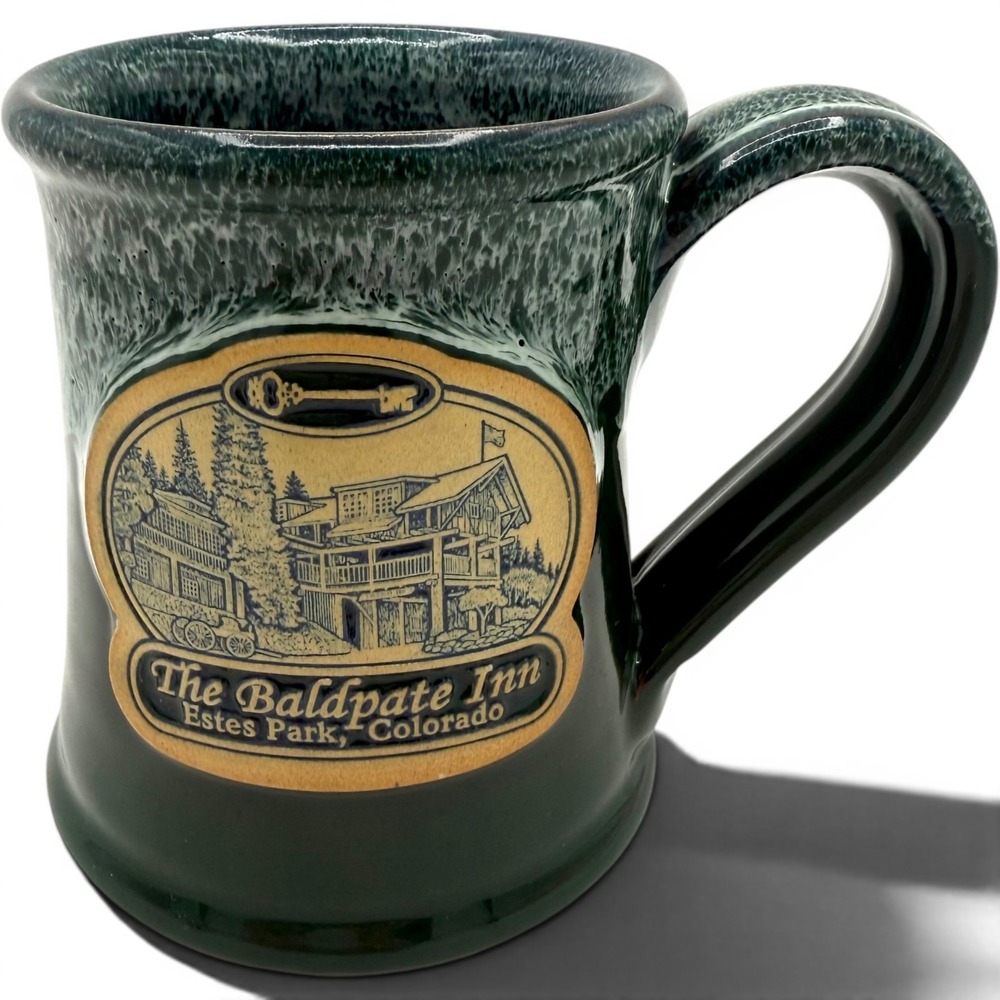 Deneen Pottery Baldpate Inn Estes Park Mug Green 2016 Handthrown USA